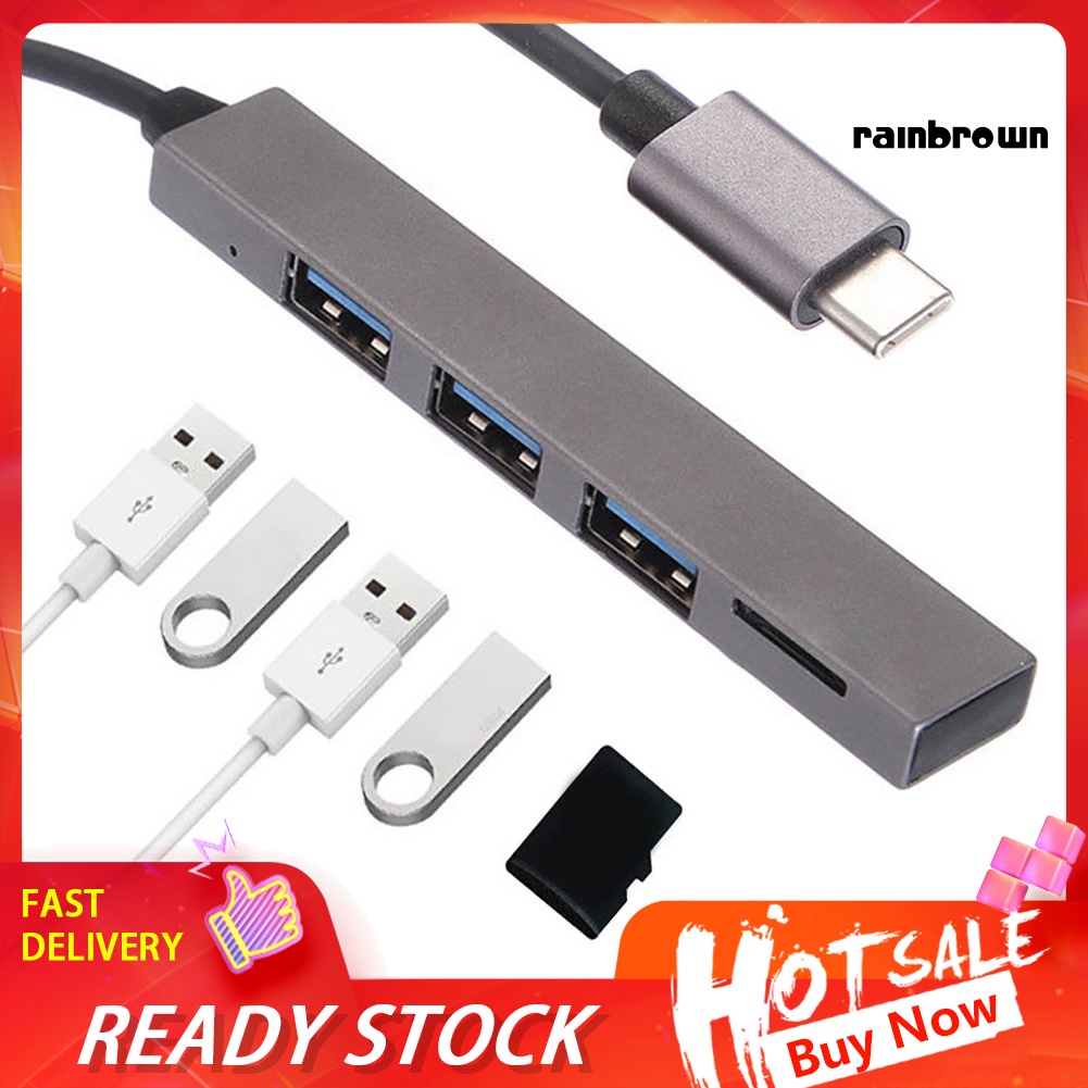 4 in 1 USB 3.1 Type-C to USB 3.0 TF Reader Slot Hub Adapter for MacBook Pro/Air