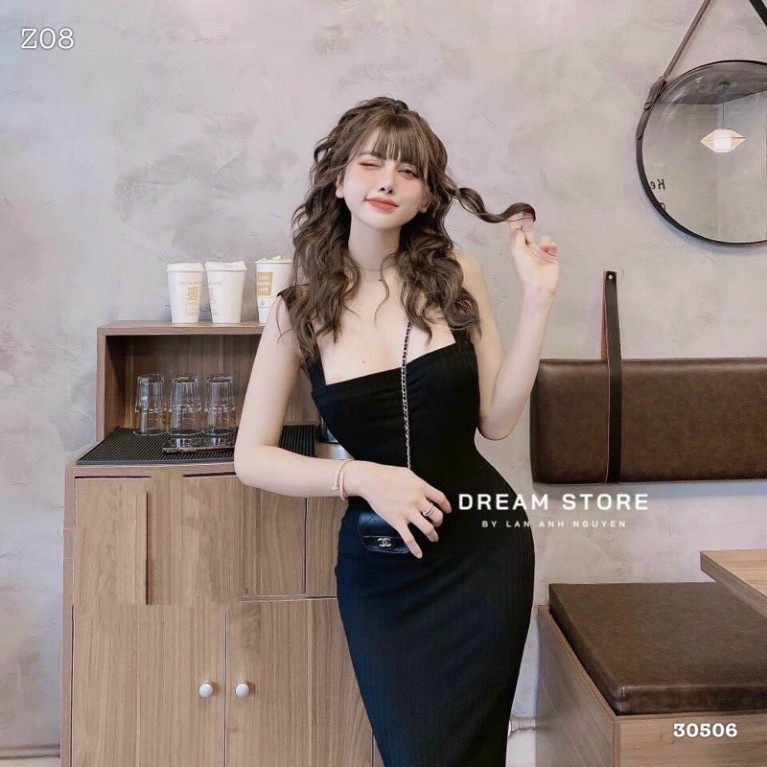 [NHẬP VAYD25 _GIẢM 25K ] Đầm thun cổ vuông body 2 dây-kèm video HÀNG CÓ SẴN GIAO NGAY