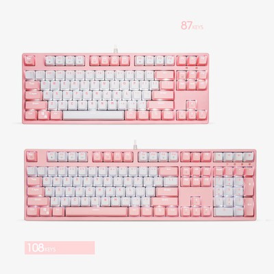 Máy tính để bàn 104 phím RGB Backlit Sakura phấn hoa màu hồng trò chơi cơ khí bàn phím trục Xanh trục Đỏ trà trục cô gái