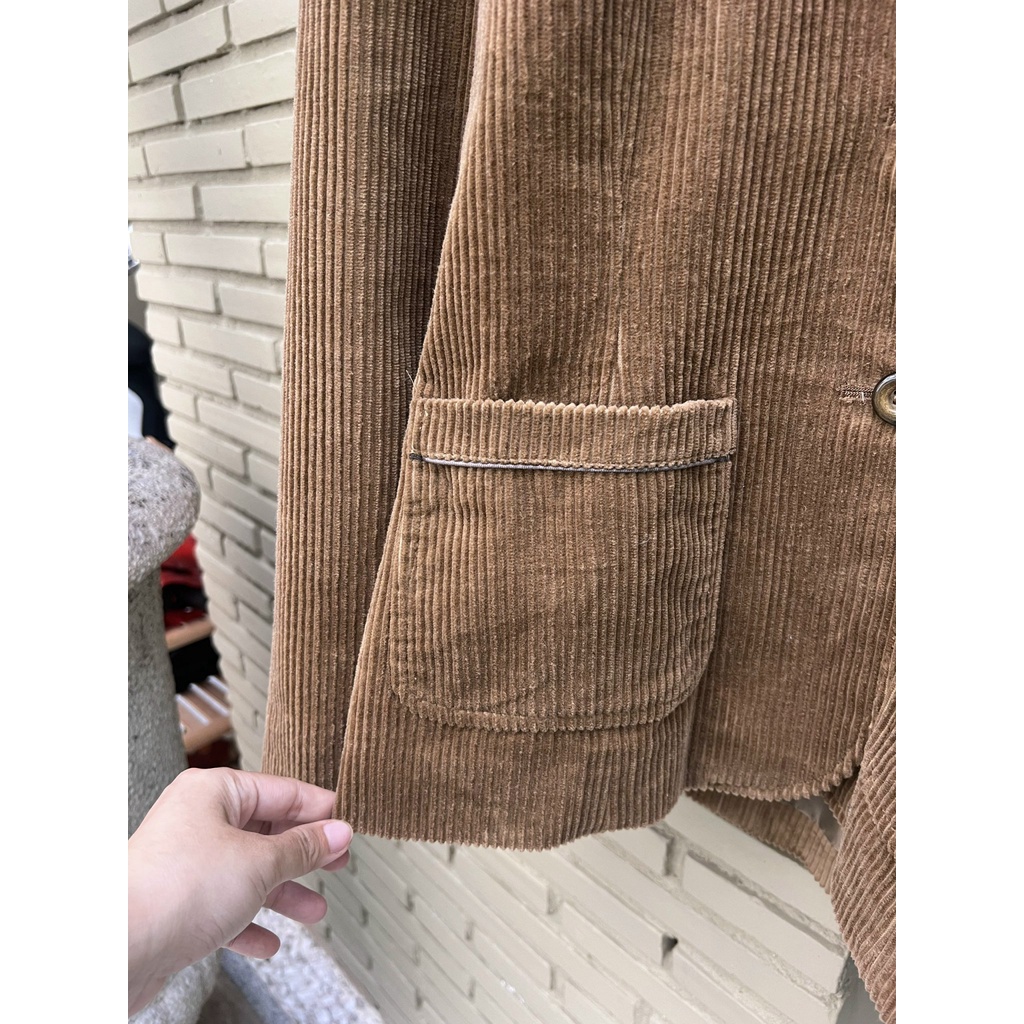 Áo Khoác Blazer Nữ Seconhand Nhung Tăm Nâu Vàng - Vest 2hand