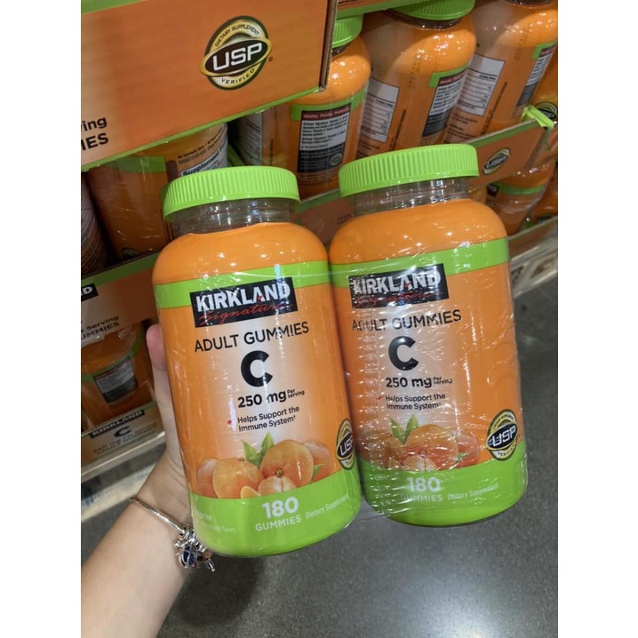 Kẹo Dẻo Bổ Sung Vitamin C Kirkland Adult Gummies C 250mg (180 Viên) Hàng Mỹ