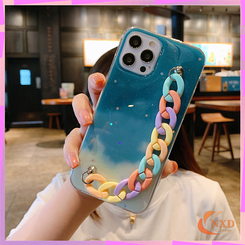 Ready Stock Casing For Xiaomi 10T/10TPro POCO M3 Redmi 9T 9 9A 9C Redmi Note8 Pro Official Watercolor Epoxy Star Glitter Soft TPU Bracelets Phone Case Protection Cover