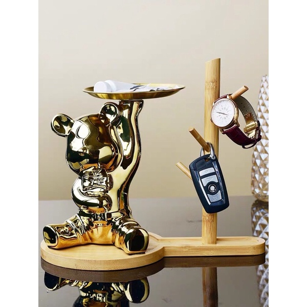 gấu decor, khay đựng chìa khoá