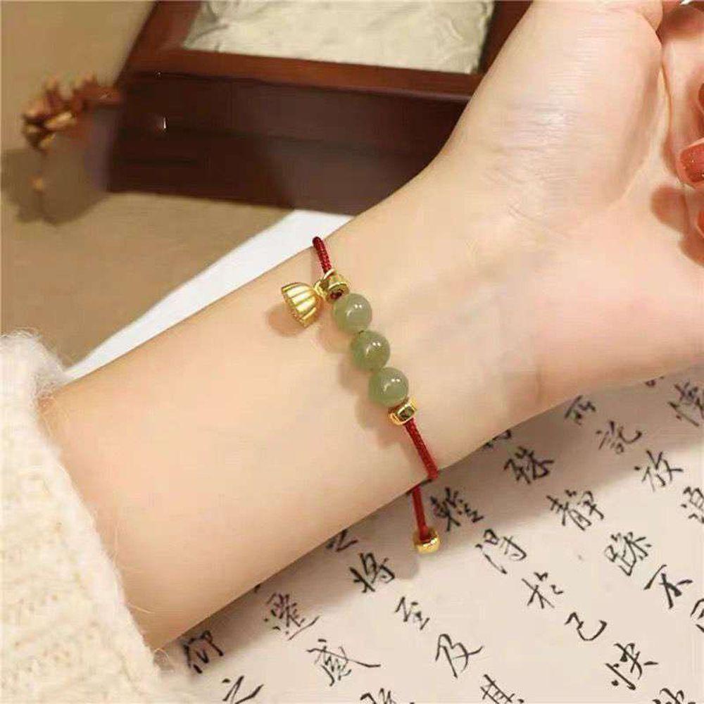 Vòng Tay Dây Bện Đính Ngọc Bích Giả Phong Cách Trung Hoa Dành Cho Cặp Đôi MXMUSTY