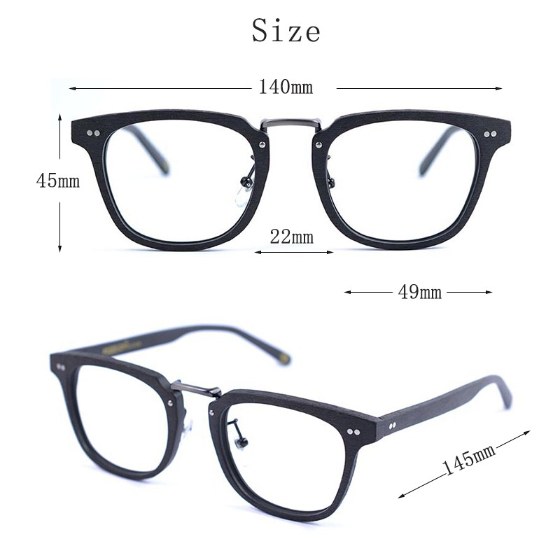 Mắt Kính Gọng Vuông Bằng Gỗ Phong Cách vintage Thời Trang Cho Nam