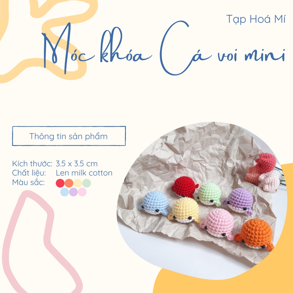 MÓC KHÓA / DÂY TREO ĐIỆN THOẠI CÁ VOI MINI LEN HANDMADE