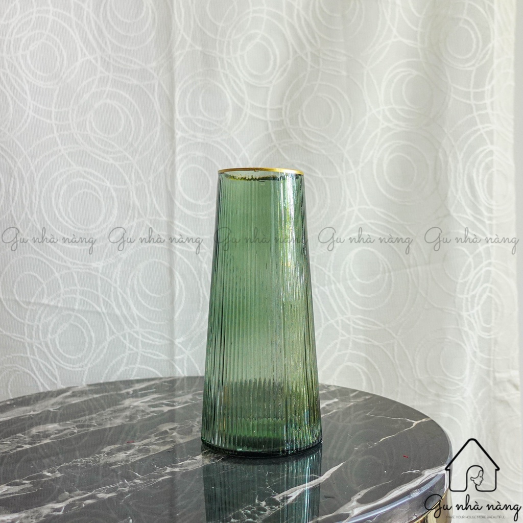 Bình hoa thủy tinh sọc decor phòng ngủ và trang trí phòng khách cao cấp