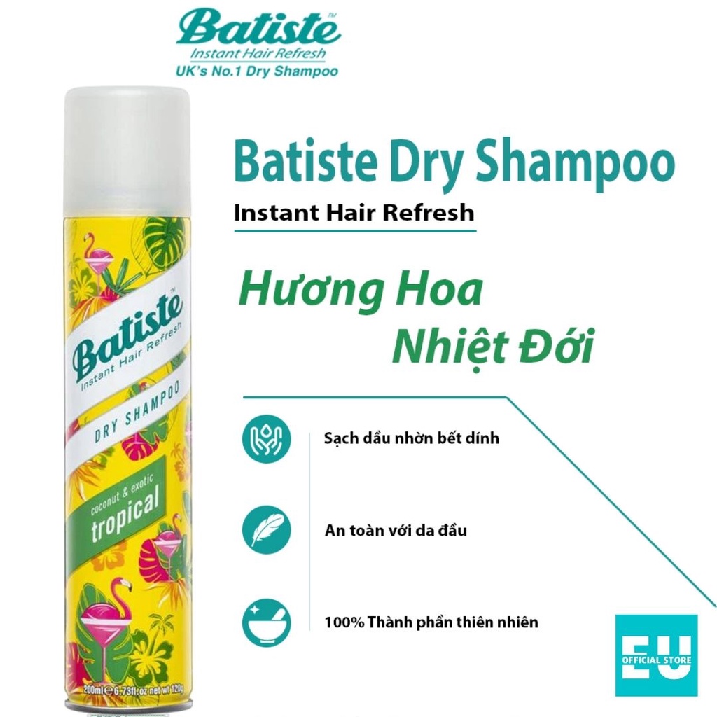 Dầu Gội Khô Batiste Dry Shampoo 200ml