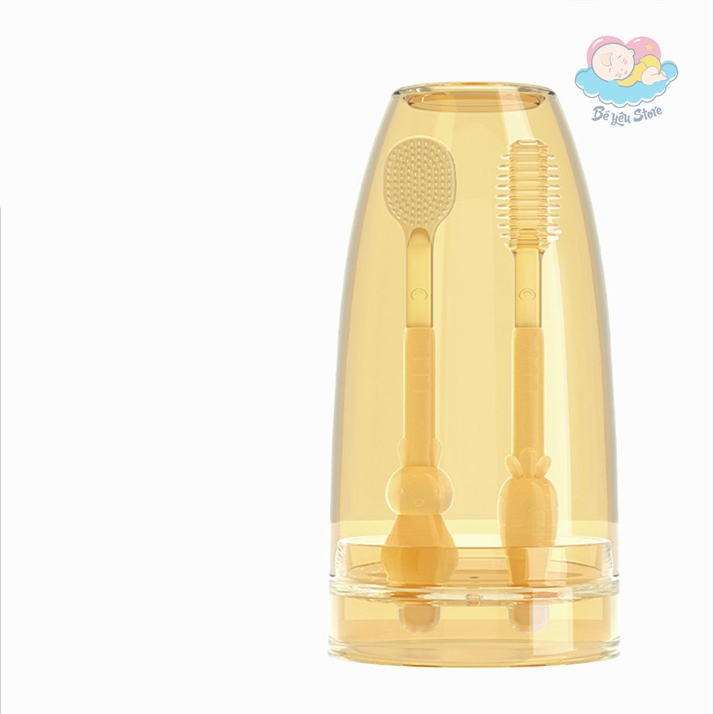 Set rơ lưỡi và bàn chải đánh răng silicon kèm cốc đựng dành cho bé sơ sinh