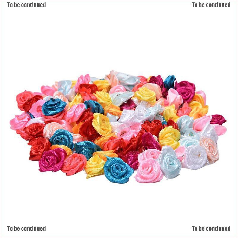 Set 100 hoa hồng ruy băng vải xinh xắn