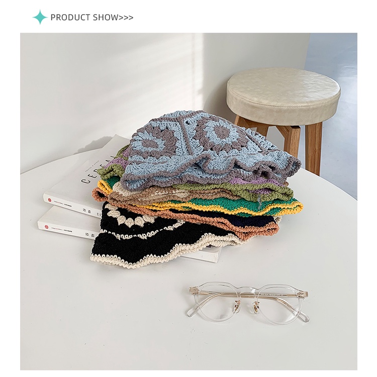 Nón Tai Bèo Đan Móc Rỗng Kiểu vintage Hàn Quốc Thời Trang Mùa Hè Cho Nữ