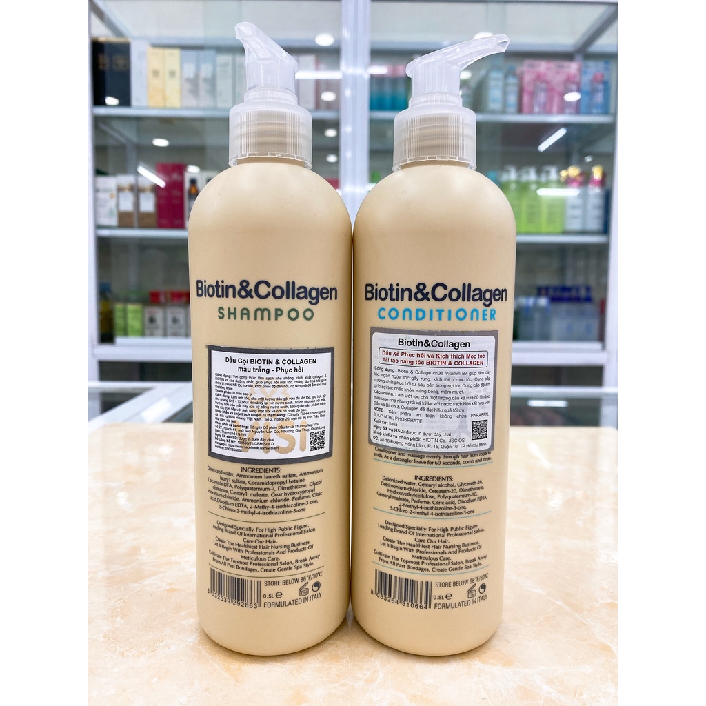 Combo Dầu Gội Xả Biotin Collagen Voudioty 500ml Đủ Màu Chính Hãng Công Ty