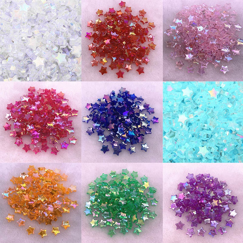 Bộ 100 Hạt Nhựa Acrylic Hình Ngôi Sao Năm Cánh 11mm Màu Trong Suốt Dùng Làm Trang Sức