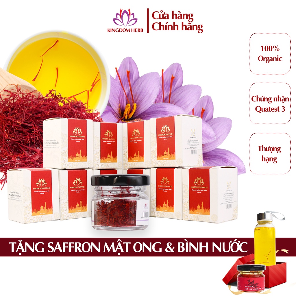 Combo saffron nhụy hoa nghệ tây Kingdom Herb chính hãng thượng hạng 1g x 10 hộp