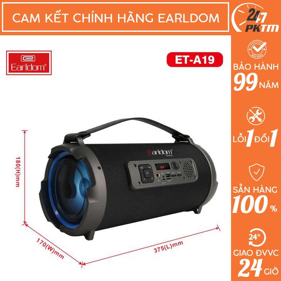 CHÍNH HÃNG EARLDOMLoa Bluetooth Earldom ET-A19 Hỗ Trợ Đài FM/Cắm Thẻ Nhớ/Usb | Phụ Kiện Thông Minh 247 VN