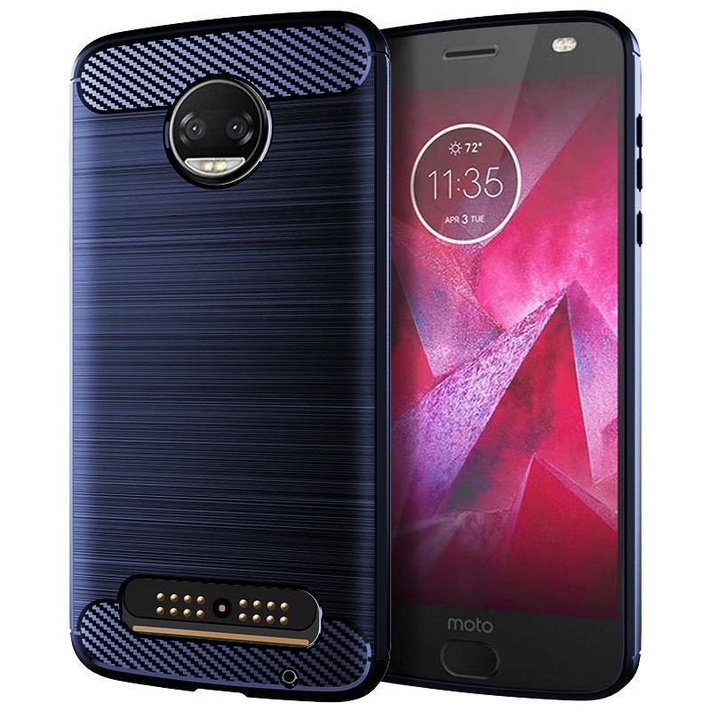 Ốp điện thoại silicon phủ sợi carbon chống sốc Motorola Moto Z2 Force Play