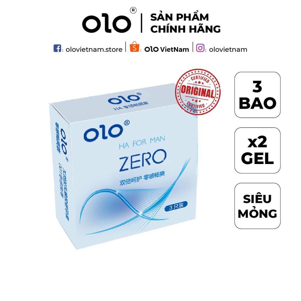 Bao cao su OLO Zero Ha For Man gấp đôi chất bôi trơn, siêu mỏng 0.01mm nội địa Trung 3 bao