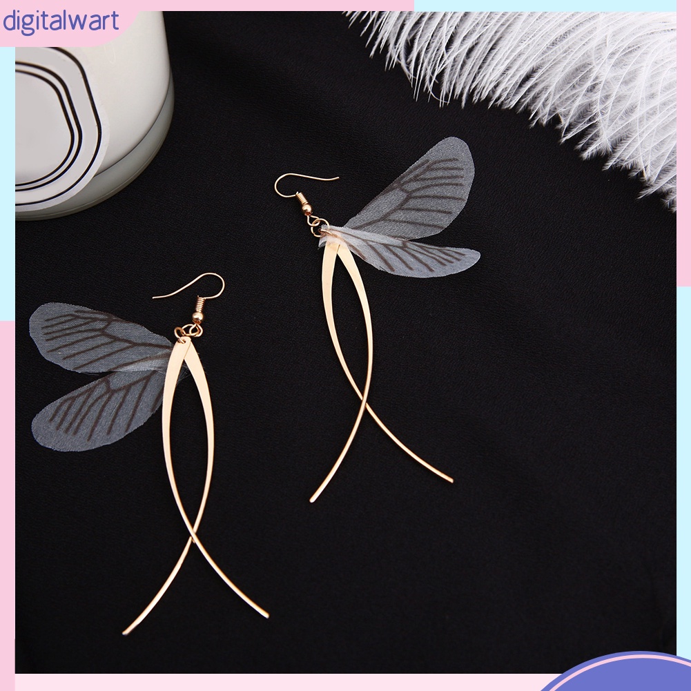 Cặp khuyên tai dáng dài phối cánh bướm xinh xắn cá tính dành cho nữ