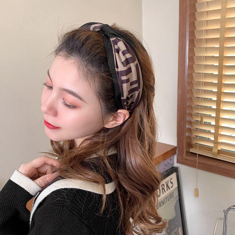 Băng Đô Cài Tóc Bản Rộng Màu Trơn Phong Cách Retro Cho Nữ WMES15H