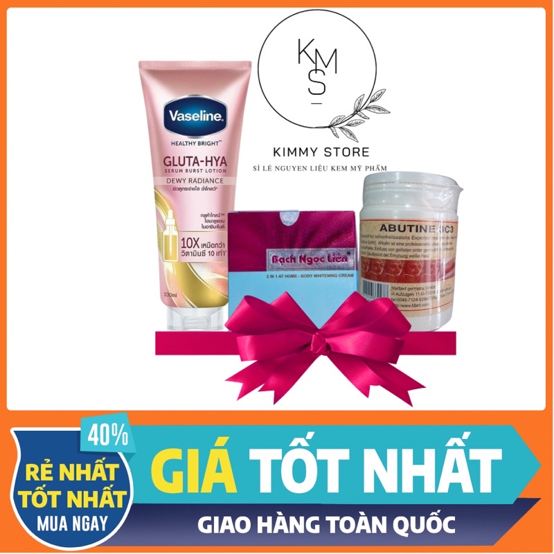 combo siêu tẩy bạch ngọc liên + Vaseline gluta Hya hồng