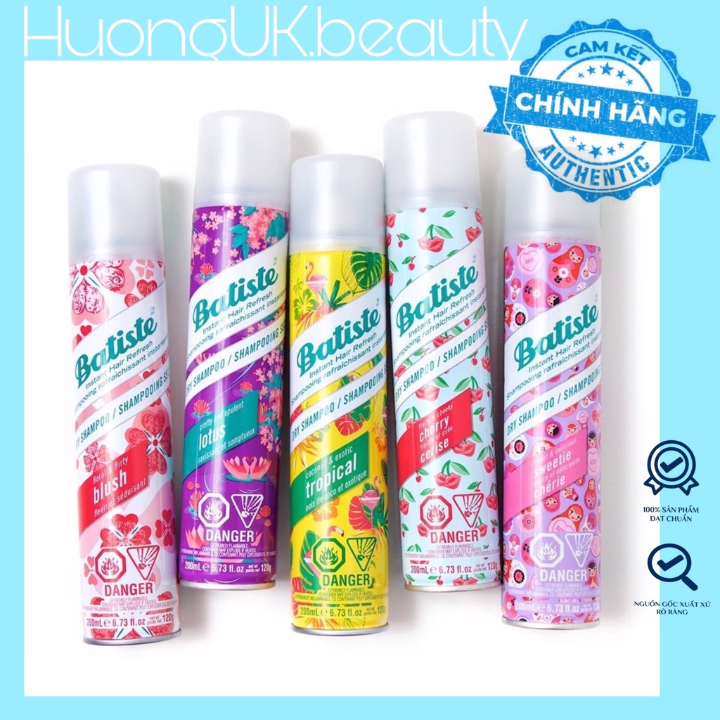dầu gội đầu khô Batiste Dry Shampoo Làm sạch tóc 200ml