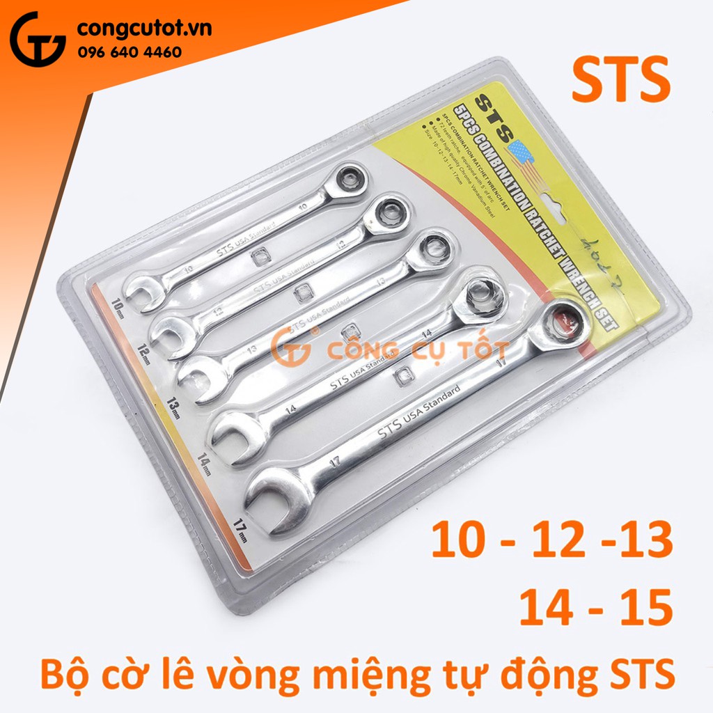 Bộ 5 cờ lê vòng miệng tự động STS số 10,12,13,14,17