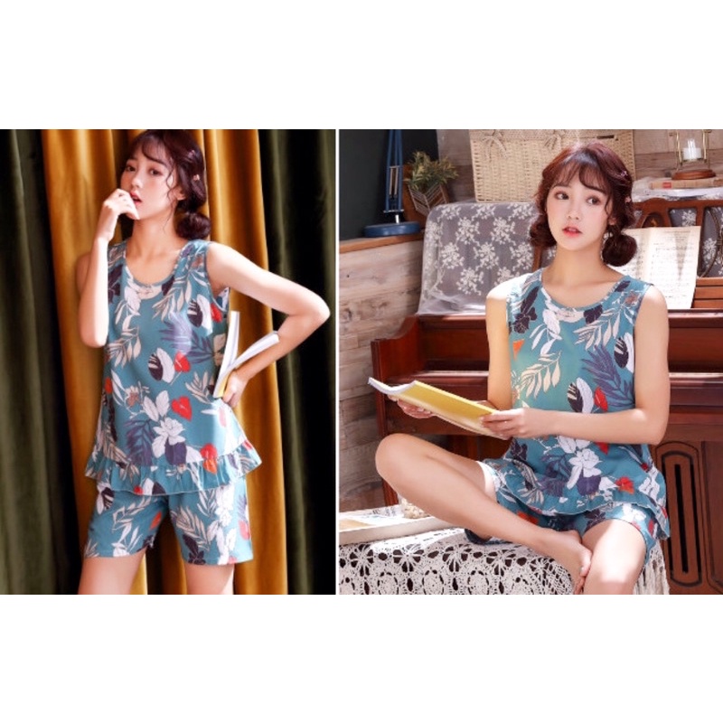 (Sale hết) Bộ lanh mặc nhà nhẹ mát họa tiết trẻ trung