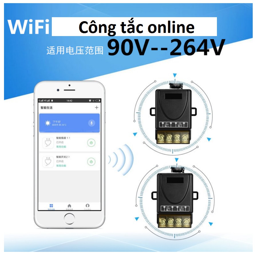 Công tắc WIFI 220v 30A ( ĐEN) cho bình nóng lạnh,công tắc thông minh công suất lớn, app Smart life ,TUYA