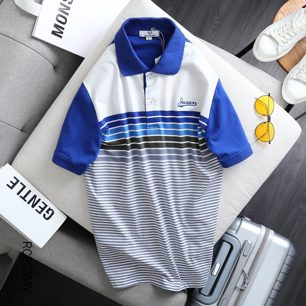 Áo phông nam có cổ sọc ngang cao cấp Marc cực đẹp RCP038AV - áo thun nam trung niên Riooshop | BigBuy360 - bigbuy360.vn