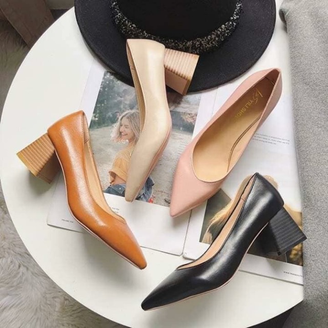 ODER Giày vintage gót vuông (Có sẵn đen sz 35)