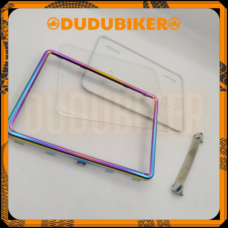 Khung Biển Số Xe Máy, Khung Bảng Số Xe Máy, Full Bộ Bao Gồm Ốp Biển Số Xe Máy Titan 7 Màu Mica Và Pát Gắn