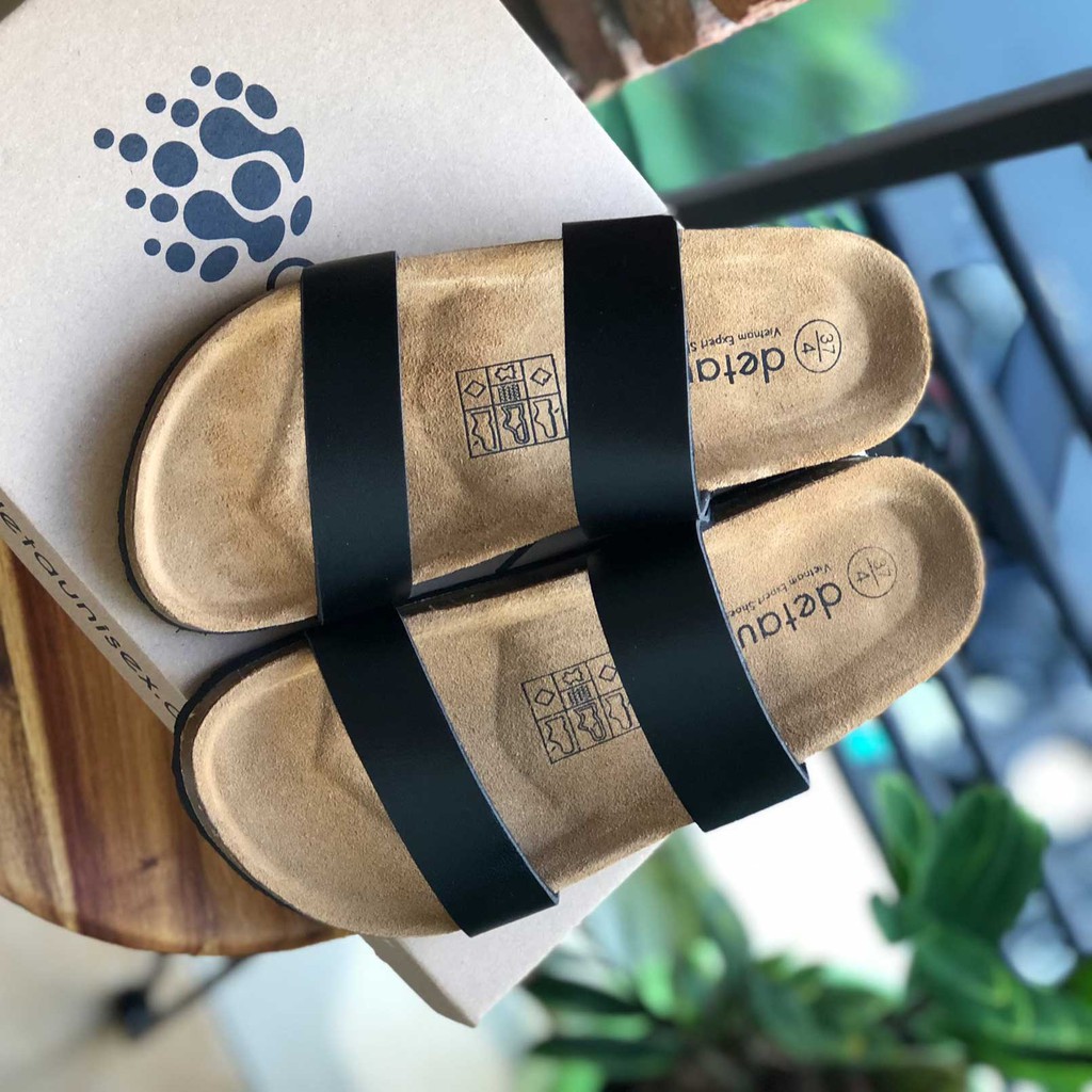 Dép hai quai ngang nam nữ đế trấu Birken Detaunisex DETA24