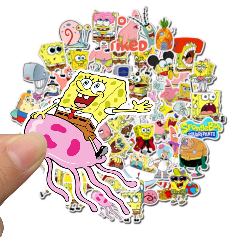 Set 50 miếng dán hình vuông họa tiết SpongeBob