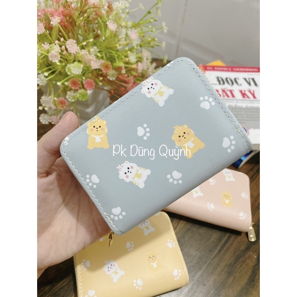 Ví Da Mini Cầm Tay Mèo Con Có Khóa Kéo 10 Ngăn In Hình mèo Dễ Thương ví Nữ Da PU Hoạt Hình Dễ