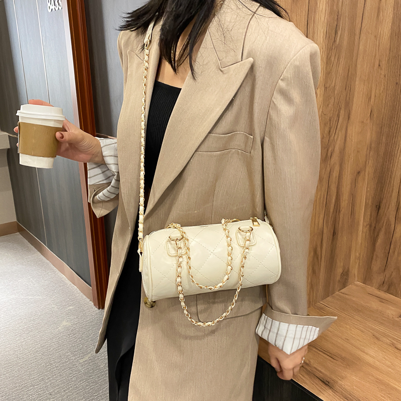 Túi đeo chéo màu trơn thiết kế kết cấu hình thoi thời trang thanh lịch cho nữ