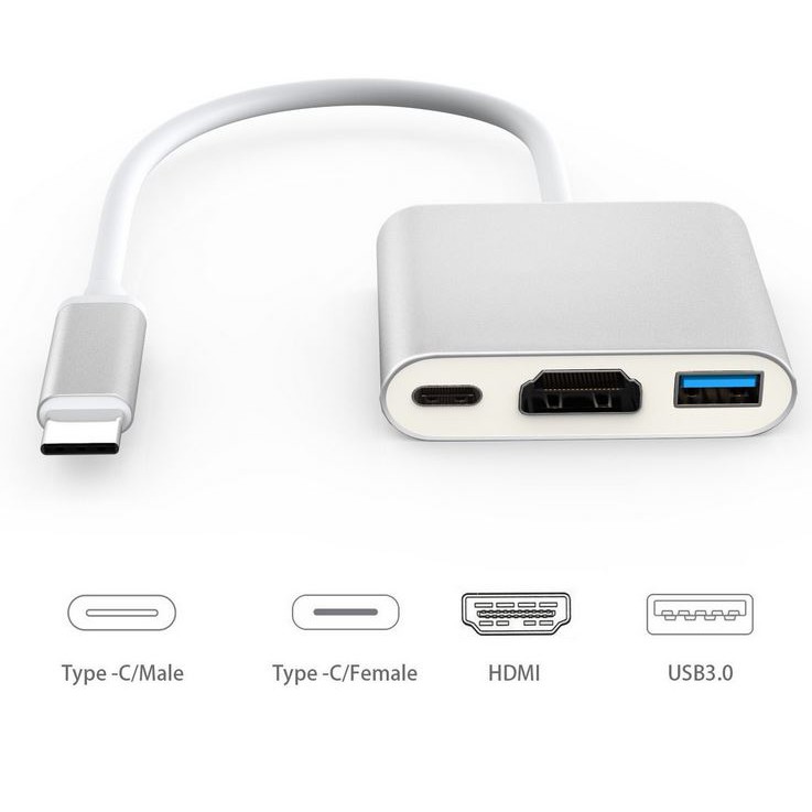 Cáp chuyển đổi từ Type C sang HDMI + USB 3.0 cho macbook điện thoại cáp typec sang HDMI dây chuyển đổi từ typec sang hdm