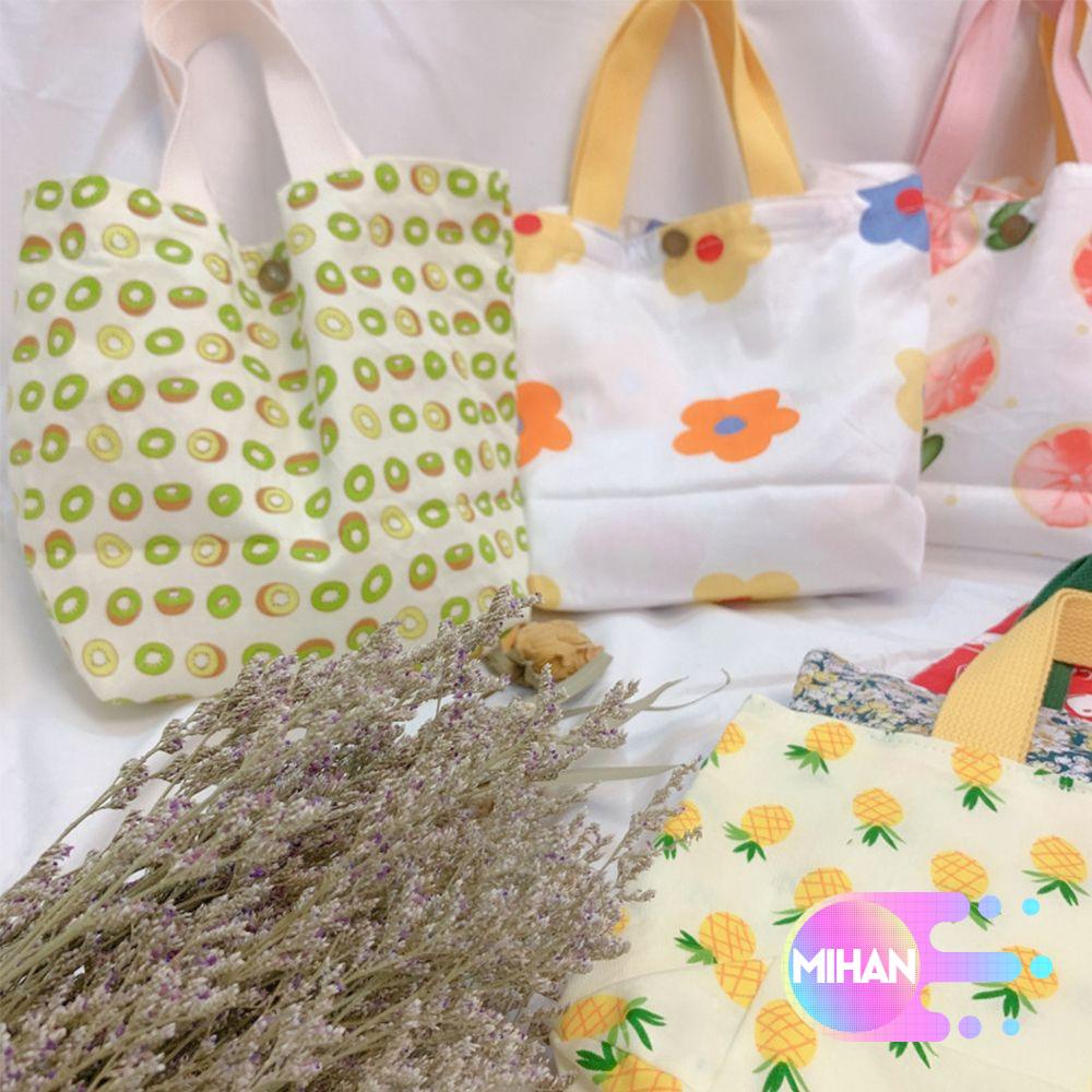Túi đựng hộp cơm trưa Mihan1 bằng cotton mềm có nút bấm có thể tái sử dụng dành cho nữ