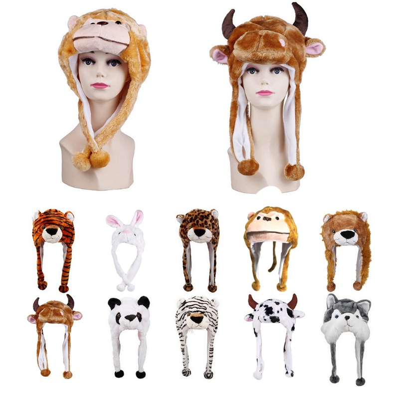 Mũ Beanie Hóa Trang Động Vật Bằng Vải Bông Cho Nam &amp; Nữ