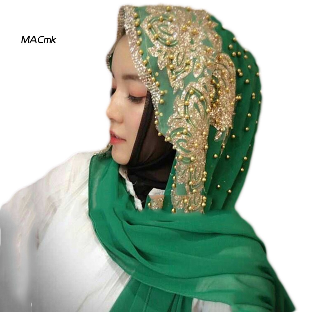 Khăn trùm đầu đính hạt trang trí phong cách hồi giáo thời trang cho nữ