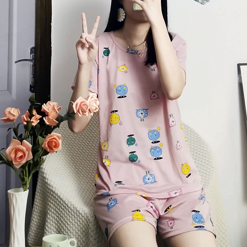 xiaohan korea summer short sleeve sleepwear sleeping wear female print loose Large size round neck nightwear sets women terno pajama | BigBuy360 - bigbuy360.vn