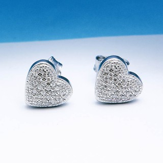 Bông tai bạc Simple Heart