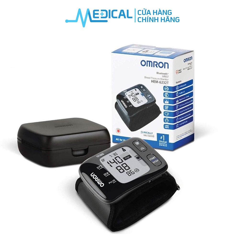 Máy đo huyết áp cổ tay OMRON HEM-6232T kết nối với ứng dụng Connect Bluetooth - MEDICAL