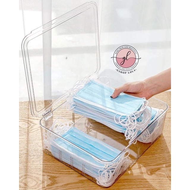 Hộp đựng khẩu trang trong suốt, chống bụi, nhiều kích thước