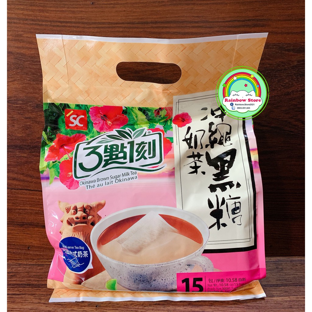 Trà sữa túi lọc 3:15PM Đài Loan vị đường đen Okinawa túi (15 gói)