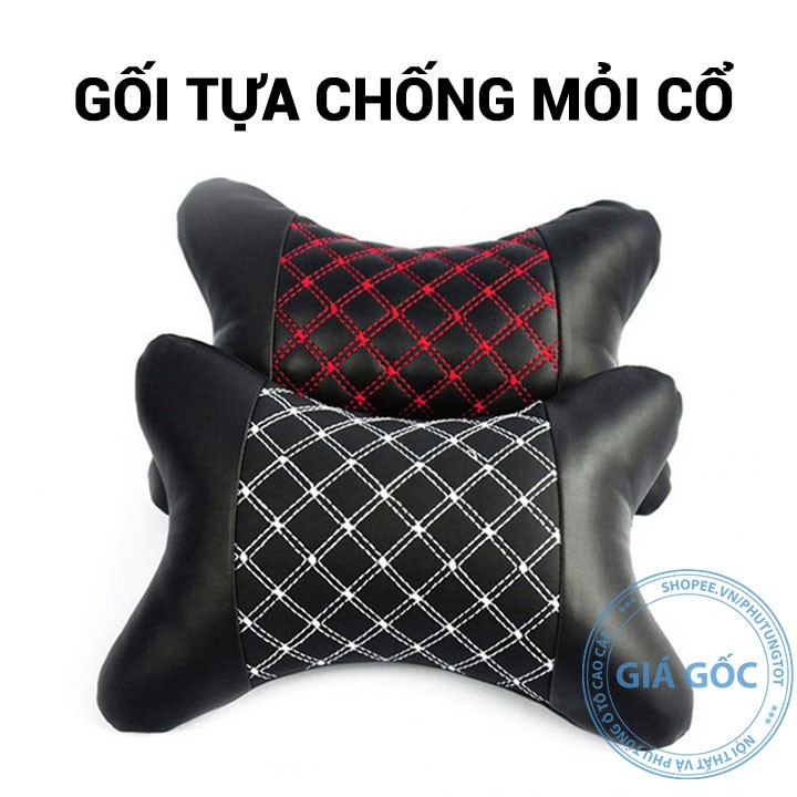 Gối tựa đầu ô tô cao su non bọc da PU bảo vệ cổ và gáy khi lái xe