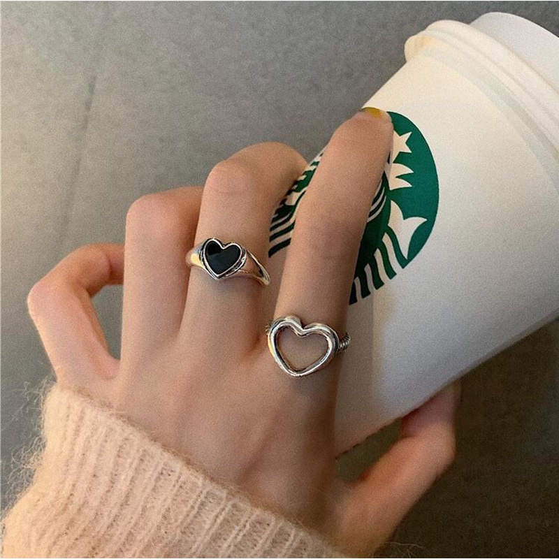 Nhẫn Bạc Thời Trang Hình Trái Tim Nhỏ Giọt Nước Cho Nữ