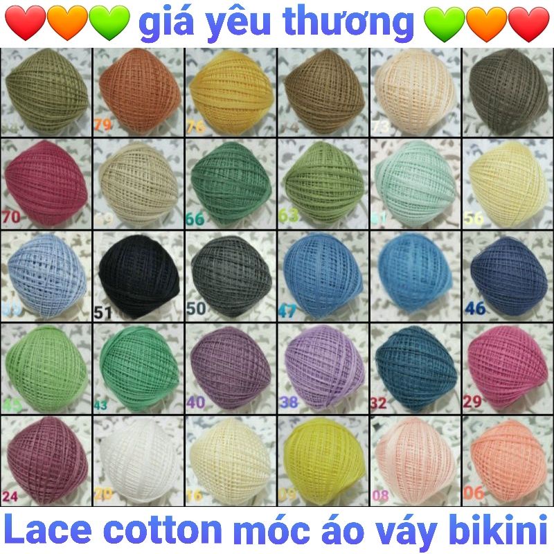 Len sợi lace cotton mềm mịn móc áo váy, thú bông