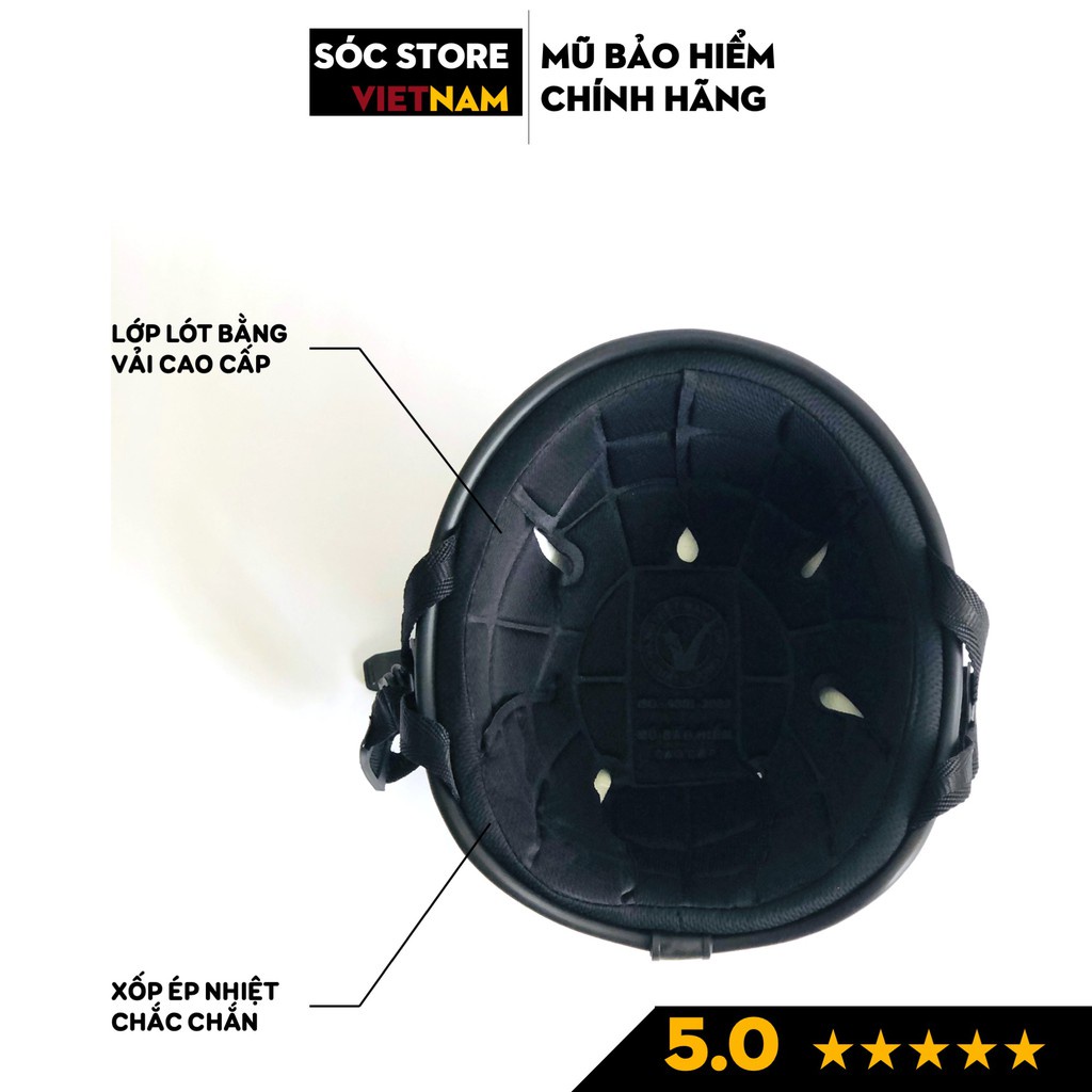 [phát minh] Mũ bảo hiểm nửa đầu chính hãng Sóc Store Vietnam nhiều màu kèm kính UV, kính phi công, nón bảo hiểm 1 phần 2