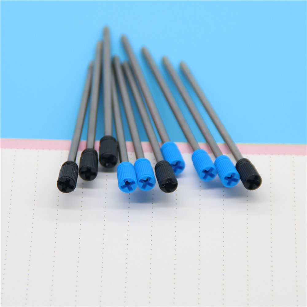 Set 10 Ruột Bút Máy Vỏ Kim Loại Màu Xanh / Đen Ngòi 0.5mm Độc Đáo