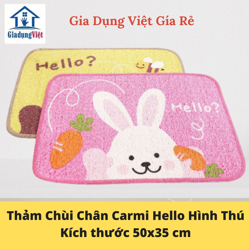 Thảm Lau Chân Carmi Hello Hình Thú 35x50 cm Công Nghệ Hàn Quốc